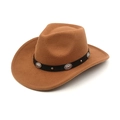 Chapeau de cowboy marron en feutre avec conchos argentés et ruban décoratif noir - M(56-58cm) / Kaki