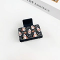 Gothic Halloween ghost and pumpkin pattern on a black rectangular hair claw clip - Halloween #1 - Square