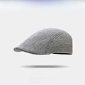 Classic newsboy beret hat featuring a stylish grey and white herringbone pattern weave - One Size / White