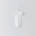 Solid white low-cut cotton socks with ribbed elastic cuffs on light grey background - One Size / White