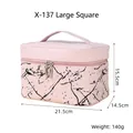 Pink marble PU makeup bag dimensions 21.5x14.5x15.5cm with weight 140g and dual zippers - X-137 Large Square Light Pink