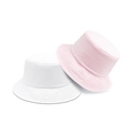 Cappelli a secchiello minimalisti in cotone bianco e rosa cipria per il sole - S Bambini (54-56cm) / Esterno Rosa Interno Bianco
