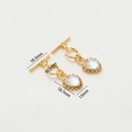 Detailed view of 14k gold-plated heart pendant with moonstone and rhinestones with dimensions - 18K Colorful Peach Heart OT Clasp - 2Pcs/Pack