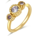 Set anello da naso dorato regolabile con tre zirconi colorati tondi micro-incastonati - Stile 11 / Oro