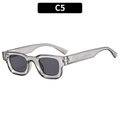 Retro square punk sunglasses with transparent grey frame and dark grey lenses, model C5 - Translucent Grey Frame Grey Lens