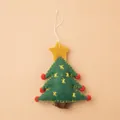 Adorno de árbol de Navidad en fieltro verde con estrella amarilla y pompones - Árbol de Navidad de Felpa Verde