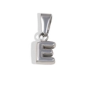 Polished silver stainless steel letter E bubble pendant with top bail for DIY necklaces - E-Steel
