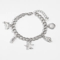 Bracciale oceano in acciaio inossidabile argento con ciondoli a stella e delfino - Bracciale Argentato (PB749)