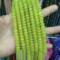 Lime green rondelle natural stone beads for DIY handmade jewelry bracelets making - Optimize Lemon Jade / 5*8mm (approx. 73 pcs/strand)