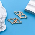 Gold hollow heart connectors for DIY jewelry making in polished alloy finish - 1pc KC Gold Hollow Heart Connector 2-Hole 28x13mm