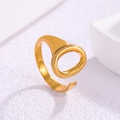 Minimalistischer verstellbarer Goldring aus Edelstahl mit modernem geometrischem Design - Einstellbar Offen / Hohler Ovaler Stil (JR225) / Gold