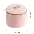 Pink cylindrical mesh bra laundry bag with printed pattern 17x15cm size guide - Morandi Pink Cylindrical Style