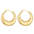 Polished chunky C-shaped hoop earrings in gold finish with secure clasp closure - Gold Thickened C-Shape Hoop (WG-0673)