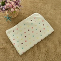 Soft cream flannel pet blanket featuring colorful polka dots and rounded edge binding - Off-White with Colorful Polka Dots