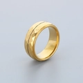Minimalist gold stainless steel ring with geometric facets and black center stripe - US 8 / Gold Color (KR108244-GC)