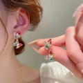 Boucles d'oreilles papillon élégantes avec zircons colorés et aiguilles en argent - Papillon Patchwork Zirconia Coloré (21#)