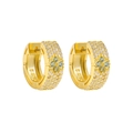 Orecchini a cerchio in argento S925 dorato con quadrifoglio blu e zirconi bianchi - Argento 925 / Oro 18K