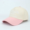 Two-tone baseball cap in beige and pink with Faith embroidery and mountain design - One Size(Adjustable) / Off-white/Pink