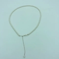 Detailed view of white pearl necklace with S925 silver lobster clasp and extension chain - 925 Sterling Silver 2mm (38+4cm)