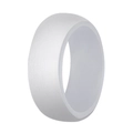 Minimalist 8.7mm wide flat white silicone sports ring with a matte finish for men - White