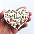 Handheld heart-shaped Italy resin fridge magnet with 3D landmarks and food relief - Italy Heart Shape