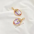 Baroque pearl pendant with purple enamel flowers and palm tree motif, size 30mm x 22mm - Style 25 Purple Pearl Painted Pendant