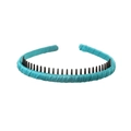 Teal fabric covered non-slip headband with inner plastic teeth for women - 127 Solid-Peacock Blue