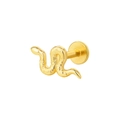Orecchino labret a serpente in argento sterling S925 placcato oro con retro piatto - Forma di Serpente - Oro