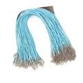 Light blue wax cord necklace string with lobster clasp and extension chain - 2.0mm/50cm / Lake Blue
