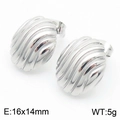 Orecchini irregolari in acciaio al titanio argento con trama a conchiglia e 16x14mm - Stile Filettato Acciaio Argento (KE112505-KFC)