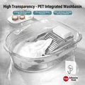 Transparent PET laundry basin with integrated washboard and large deepening design - Transparent All-in-one Laundry Tub / With Hook