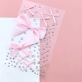 Pink satin ribbon bows and iridescent AB rhinestones set for DIY fairy eye makeup - Pink Satin Ribbon Bows (BJA-643)