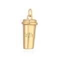 Creative gold coffee cup charm with ring attachment for personalized jewelry making - 23-Coffee Cup Charm