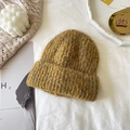 Winter warm knitted ginger yellow beanie with cozy chunky knit texture for women and men - Yellow