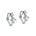 S925 Sterling Silber Stern Ohrringe mit runden Zirkonia und Vier-Klauen-Fassung - Weißgold