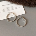 Créoles géométriques minimalistes en argent avec finition en métal poli pour le quotidien - Boucles d'Oreilles Simples Grandes Créoles Brillantes Argentées (85#)