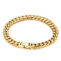 Pulsera cubana de acero inoxidable dorado pulido con un elegante cierre rectangular plegable - Pulsera Dorada (KB154578-Z) / Dorado