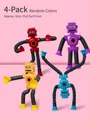 Set of 4 telescopic giraffe robot toys with suction cups in red, yellow, purple, and blue - 4-Pack Telescopic Robot (No Light)
