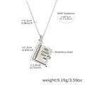 Collana libro in acciaio inossidabile argento con incisione My Little Her e cuore - Color Acciaio Stile Ragazzo (RP022)