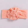 Elastic baby headband with large coral fabric flower for infants and newborns - Coral Orange