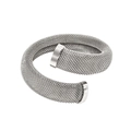 Zilveren mesh wikkelarmband met getextureerd weefsel en gladde metalen uiteinden - 12mm Glad Oppervlak / Staalkleur