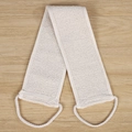Cream beige exfoliating back scrubber strap with woven handles on wooden background - Bound Jute Dot Back Scrubber (10*60CM)
