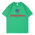 T-shirt vert en coton avec imprimé graphique Happy Independence Day pour le 4 juillet - Vert