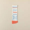 Weiße Zehensocken mit blau-orangen Streifen für Yoga und Sportübungen - Weiß
