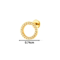 Golden titanium alloy labret stud with circular zircon inlay and flat back base 0.74cm - Pave Circle (T2582-8#) / Gold