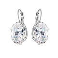 Eleganti orecchini in argento con zirconia ovale e un design minimalista e raffinato - Bianco