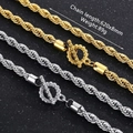 Titanium steel rope chain necklace with T-bar closure in gold and silver finishes - Round Skull Toggle
