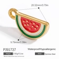 Pendentif pastèque en acier inoxydable et émail pour la création de bijoux DIY - Tranche de Pastèque en Acier Inoxydable (PJ91737)