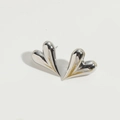 Polished silver heart stud earrings with a glossy liquid metal finish for women - Heart Style / Silver
