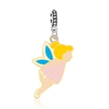 Golden cartoon fairy charm with blue wings and pink dress for DIY beaded bracelet - Cartoon Fairy Style (R1-73)
